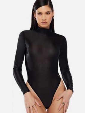 Savage X Fenty Not Sorry Long Sleeve Open Back Teddy Black Woman’s 1X Stretch